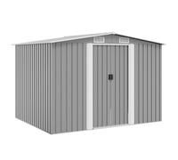 vidaXL Garden Storage Shed Grey Metal 257x205x178cm Tool Organiser Cabin Room vi