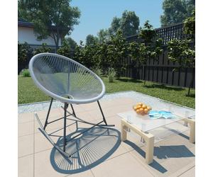 vidaXL Garden String Moon Rocking Chair Poly Rattan Grey Patio Furniture Seat