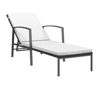 vidaXL Garden Sun Lounger with Cushion Sun Bed Patio Day Bed Poly Rattan Black