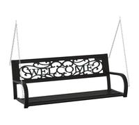 vidaXL Garden Swing Bench 125 cm Steel and Plastic Black Patio Hanging Bench