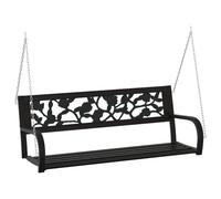 vidaXL Garden Swing Bench 125 cm Steel and Plastic Black Patio Hanging Bench