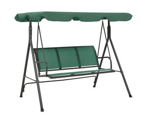 vidaXL Garden Swing Bench Green 170 cm Textilene and Steel 3-Seater Bench