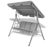 vidaXL Garden Swing Bench with Canopy Black Outdoor Porch Seat Hammock Daybed