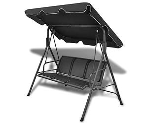 vidaXL Garden Swing Bench with Canipy Black