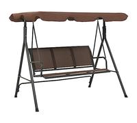 vidaXL Garden Swing Bench with Canopy Coffee