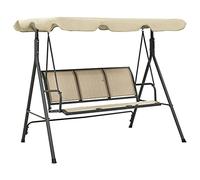 'vidaXL Garden Swing Chair with Canopy: Weather Resistant Steel Frame, Comfortable Seating, Ideal for Patio or Garden Use, Anthracite & Sand Color
