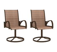 vidaXL 2x Garden Swivel Chairs Textilene and Steel Brown Outdoor Armchair