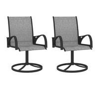 vidaXL Garden Swivel Chairs - Set of 2 - Rust & Weather resistant - Textilene and Powder-Coated Steel Frame - Grey Colour - Modern Stylish Outdoor