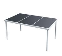vidaXL Outdoor Dining Table Black Glass Tabletop Garden Patio Furniture Stand