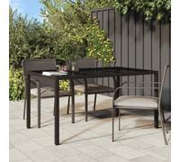 vidaXL Garden Table Tempered Glass and Poly Rattan Brown Patio Dinner Table