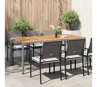 vidaXL Garden Table 190x90x75 cm Poly Rattan and Acacia Wood Grey, Grey