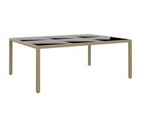 vidaXL Garden Table 200x150x75 cm Tempered Glass and Poly Rattan Beige, Cream