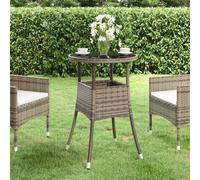 Vidaxl Garden Table 60X75 Cm Tempered Glass And Poly Rattan Grey Garden Tables