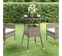 vidaXL Garden Table 脴60x75 cm Tempered Glass and Poly Rattan Grey UK HOT