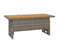 vidaXL Garden Table Adjustable - Grey - Solid Acacia Wood & Poly Rattan - 100x50x43/63 cm - Sturdy, Weather Resistant