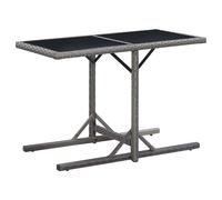 vidaXL Garden Table Anthracite 110x53x72 cm Glass and Poly Rattan