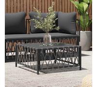 (anthracite) vidaXL Garden Table Coffee Table Outdoor Dining Table Tea Table Woven Fabric