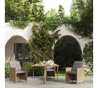 vidaXL Garden Table Beige 109x107x74 cm Poly Rattan and Glass NEW