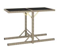 vidaXL Garden Table Beige 110x53x72 cm Glass and Poly Rattan