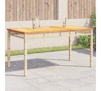 Vidaxl Garden Table Beige 140X80X75 Cm Poly Rattan Acacia Wood