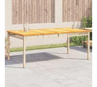 vidaXL Garden Table Outdoor Table Dining Table Beige Poly Rattan Acacia Wood
