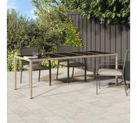 vidaXL Garden Table Beige 250x100x75 cm Tempered Glass and Poly Rattan NEW