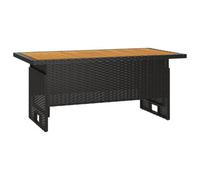 (black) vidaXL Garden Table 100x50x43/63 cm Solid Wood Acacia & Poly Rattan Black/Grey