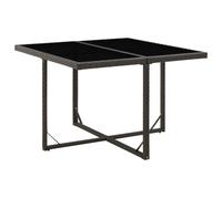 vidaXL Garden Table Black 109x107x74 cm Poly Rattan and Glass