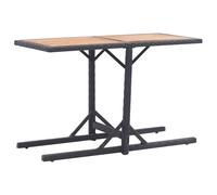 vidaXL Garden Table Black 110cm Solid Acacia Wood and Poly Rattan Outdoor Desk