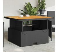 (black, 110 x 110 x 71 cm) vidaXL Garden Table Outdoor Table Dining Table Poly Rattan and Acacia Wood