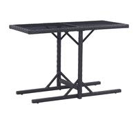 vidaXL Garden Table Black 110cm Glass and Poly Rattan Outdoor Backyard Desk