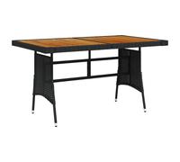 vidaXL Garden Table Black 130x70x72 cm Poly Rattan & Solid Acacia Wood