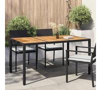 VidaXL Garden Table Black 150 X 90 X 75 Cm Poly Rattan