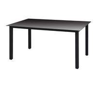 vidaXL Garden Table Black 150x90x74 cm Aluminium and Glass UK HOT