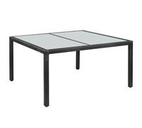 vidaXL Garden Table Black 150x90x75cm Poly Rattan Patio Garden Dining Table