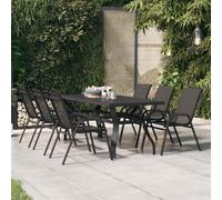 vidaXL Garden Table Black 180x80x70 cm Steel and Glass, Black