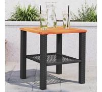 vidaXL Garden Table Outdoor Table Dining Table Black Poly Rattan Acacia Wood