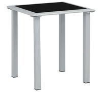 vidaXL Garden Table Black and Silver 41x41x45 cm Steel and Glass UK HOT