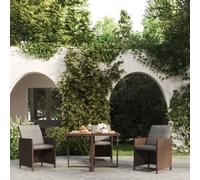 vidaXL Garden Table Brown 109x107x74 cm Poly Rattan and Glass UK