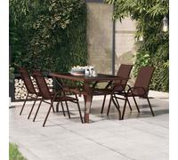 vidaXL Garden Table Brown and Black 140x70x70 cm Steel and Glass UK