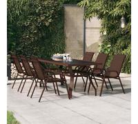 vidaXL Garden Table Brown and Black 180x80x70 cm Steel and Glass