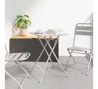vidaXL Garden Table Folding Beige 55 x 55 x 73 cm Powder-coated Steel