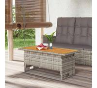 (grey) vidaXL Garden Table Outdoor Dining Table Solid Wood Acacia and Poly Rattan