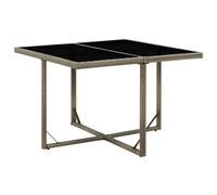 vidaXL Garden Table Grey Poly Rattan and Glass Patio Furniture Bistro Table