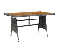vidaXL Garden Table Grey 130x70x72 cm Poly Rattan & Solid Acacia Wood