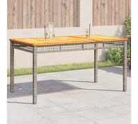 vidaXL Garden Table Outdoor Table Dining Table Grey Poly Rattan Acacia Wood