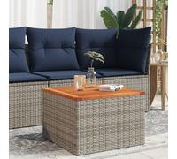 vidaXL Garden Table Outdoor Dining Table Grey Poly Rattan and Acacia Wood