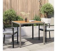 VidaXL Garden Table Grey 90 X 90 X 75 Cm Poly Rattan
