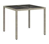 vidaXL Garden Table Grey 90 x 90 x 75 cm Poly Rattan | Built tough for reliable support, Smooth surfaces make for quick tidying, Move it around with ease