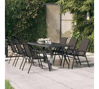 vidaXL Garden Table Grey and Black 180x80x70 cm Steel and Glass